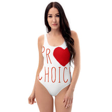 Load image into Gallery viewer, Pro Choice One-Piece Swimsuit LARGE LOGO - ProChoice With Heart
