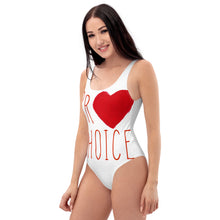 Load image into Gallery viewer, Pro Choice One-Piece Swimsuit LARGE LOGO - ProChoice With Heart
