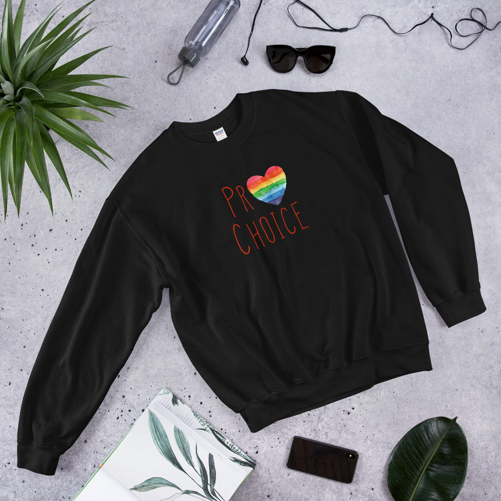 Rainbow Pro Choice Crew Neck  Sweatshirt - ProChoice With Heart