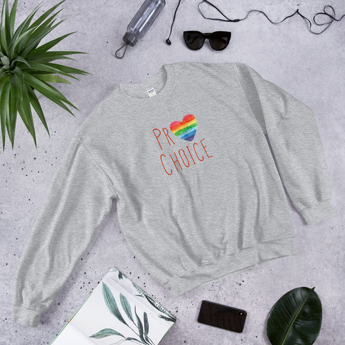 Rainbow Pro Choice Crew Neck  Sweatshirt - ProChoice With Heart